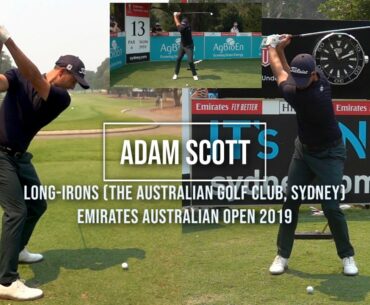 Adam Scott Golf Swing Long Irons (FO & DTL views) Emirates Australian Open, Sydney, December 2019.
