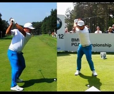 Francesco Molinari golf swing Driver (face-on & down-the-line) BMW PGA Wentworth, May 2018.