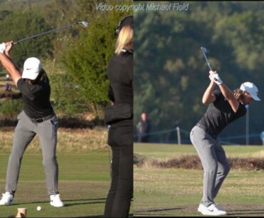 Tommy Fleetwood Golf Swing Short Iron (down-the-line & FO) Sky Sports British Masters, October 2018.