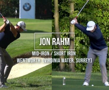 Jon Rahm Golf Swing Mid Iron / Short Iron (DTL & FO), BMW PGA Wentworth (Surrey), Sept 2019.