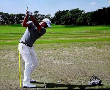 Adam Scott golf swing (down-the-line) analysed by Claude Harmon III of Sky Sports, February 2016