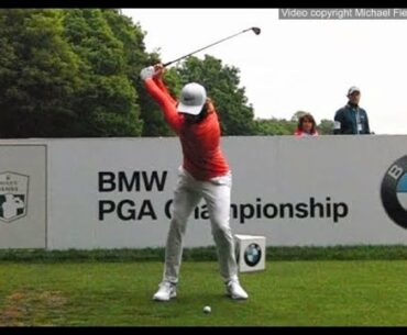 Tommy Fleetwood golf swing Short-Iron & Mid-Iron (face-on) BMW PGA Championship, May 2018.