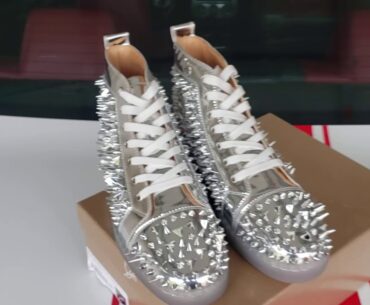 Designer Shoes 4 Da Low!! Christian Louboutin Chrome Spiked Red Bottom High Top Joints Razzle Dazzle