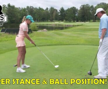 Golf Tip:  Natalie schools Jimmy on proper stance!