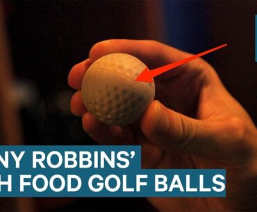 Tony Robbins hits fish food golf balls that dissolve into the ocean