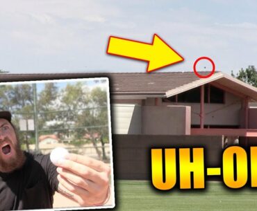 HITTING GOLF BALLS WITH A BASEBALL BAT! *I HIT THE SCHOOL* IRL BASEBALL CHALLENGE