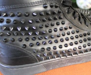 All Black Louboutin Spiked Sneakers