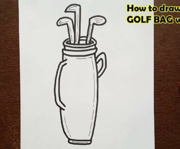 How to draw a GOLF BAG with clubs