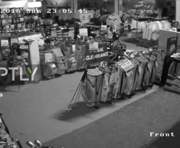 New Zealand: CCTV captures massed golf bags crashing to the floor as quake strikes