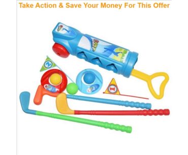 Deal Kids Toy ABS Fitness Gift Outdoor Sports Golf Clubs Set Ball Mini Exercise Interactive Parent