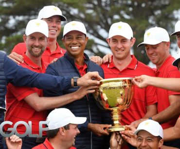 Tiger Woods gets emotional after clinching putt by Matt Kuchar | Presidents Cup | Golf Channel