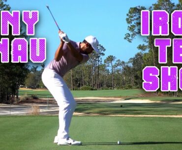 TONY FINAU PAR 4 DTL IRON TEE SHOT SLOW MOTION GOLF SWING QBE TIBURON