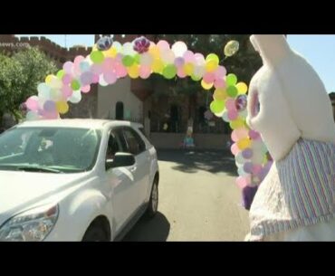 Easter bunny drive-thru setup in Mesa