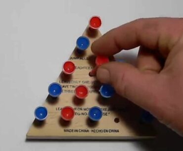 CRACKER BARREL GAME STRATEGY Triangle Wooden 14 Peg Game - Jump All But One