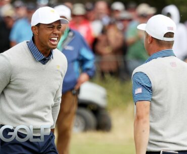 Tiger Woods watches as Justin Thomas drains putt to win vital point | Presidents Cup | Golf Channel