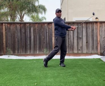 Narrower Golf Swing Stance and Wider Right Arm Takeaway