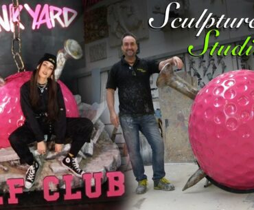 Giant Golf Balls - Junkyard Golf Fibreglass Billboard Props by Sculpture Studios