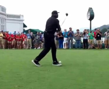 Shaquille O'Neal tees off at The Greenbrier Classic