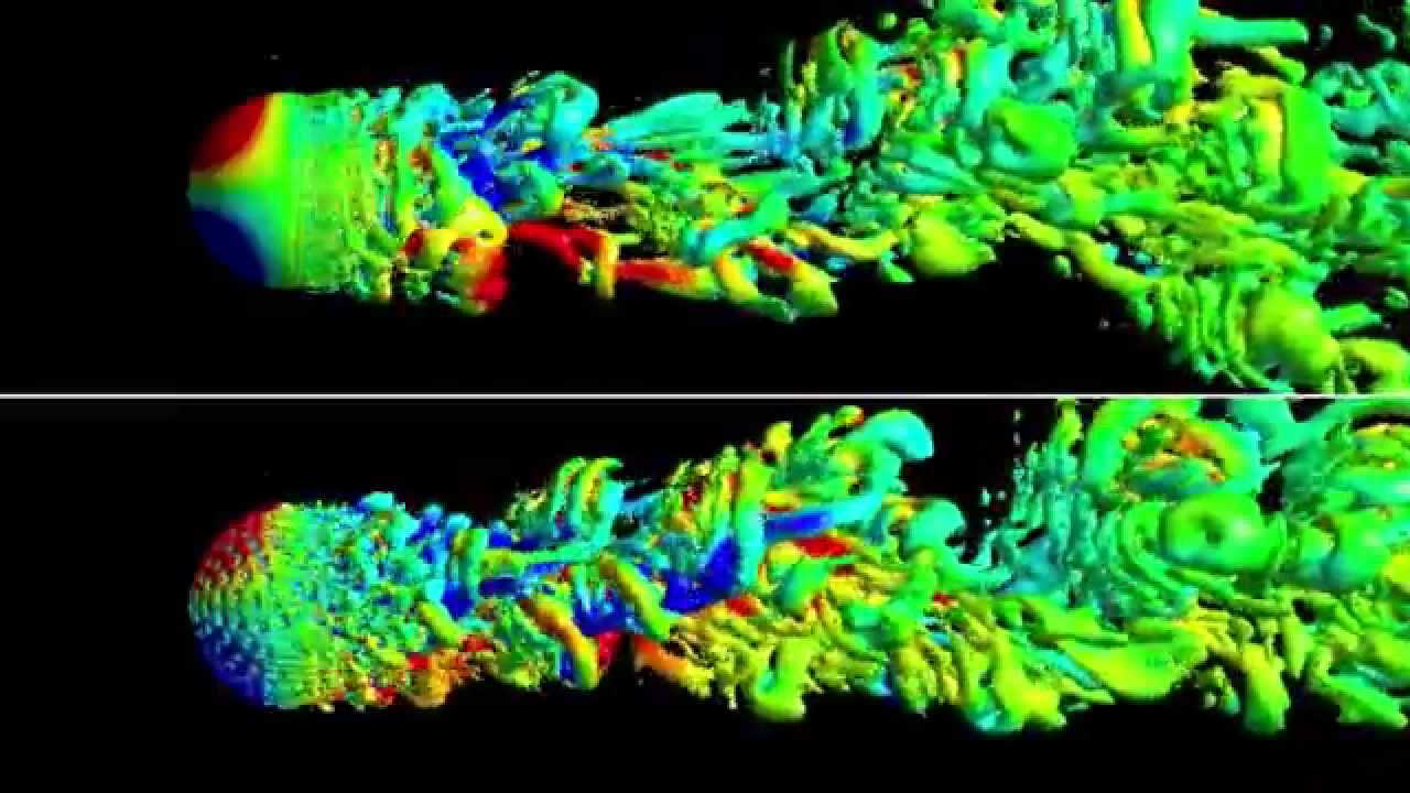 CFD Visualization Comparing Turbulent Vortex Shedding Between a Sphere ...