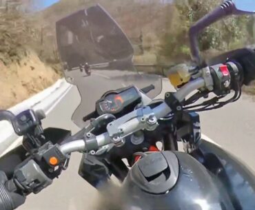 Ktm 990 Smt is chasing Fjr 1300 and Hypermotard recorded by insta 360 one X