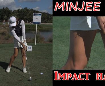 MINJEE LEE SLOW MOTION HANDS THRU IMPACT FACE ON IRON GOLF SWING 1080 HD