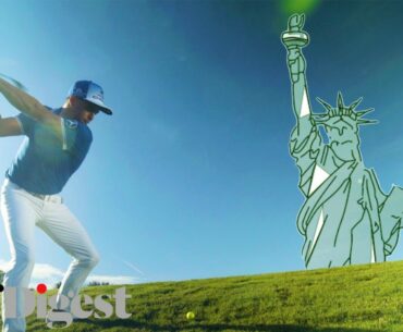 Rickie Fowler Tries To Hit a Golf Ball Higher Than Big Ben and the Statue of Liberty | Golf Digest