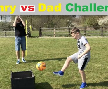 Henry vs Dad Foot Golf Challenge - 9 Holes of Garden Golf with Footballs - Dad vs Son Challenge