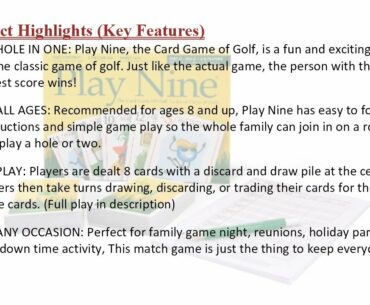 Play Nine - The Card Game of Golf!... PKR Price