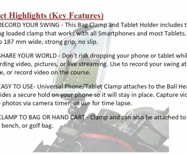 Golf Gadgets - Swing Recording System | Ball Head Clamp Mount Tablet Any Smartphone. Co... PKR Price