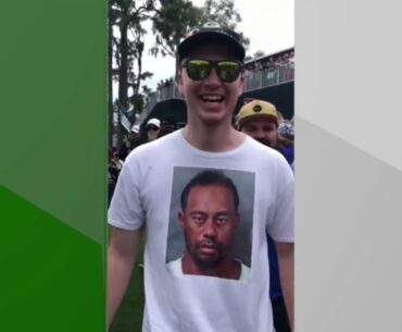 Tiger Woods mug shot T-shirt gets a laugh from Tiger at The Players Championship