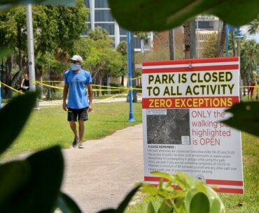 Aerial images of Miami's parks and pools, closed amid coronavirus