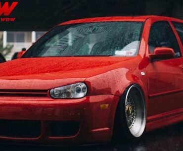 Red VW Golf MK4 R32 Bagged on BBS RS Rims Tuning Project by Nyc