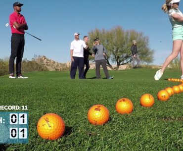 Paige Spiranac & Tony Finau Attempt the Most Golf Balls Caught in 1 Minute World Record  | 18Birdies