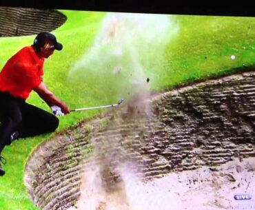 Tiger Woods sitting bunker shot British Open 2012