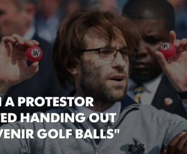 Protester pranks Trump with Nazi golf balls in Scotland