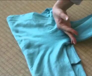 Fold long sleeved t-shirts using The KonMari Method