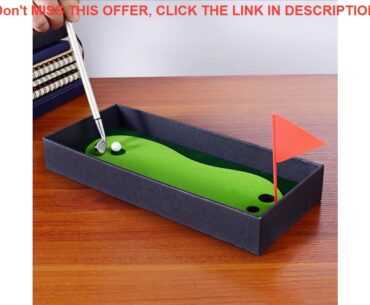 Golf Pen Set Desktop Goft Gift Mini Green Driving Range with Metal Golf Club Pens Balls and Flag