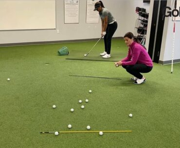 U.S. Women's Amateur semifinalist Megha Ganne demonstrates a chipping drill