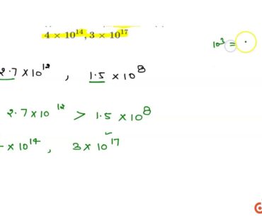 निम्नलिखित संख्याओं की तुलना कीजिएः  (i) `2.7xx10^(12),1.5xx10^(8)` (ii) `4xx10^(14),3xx10^(17)`