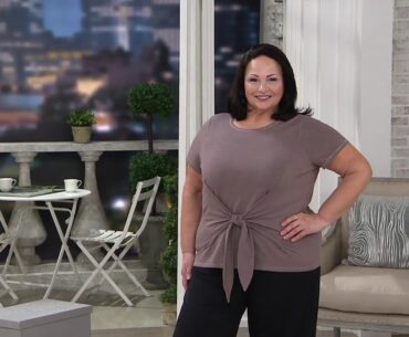 AnyBody Cozy Knit Slub Tie Front Tee on QVC