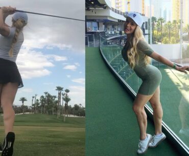 sexy golfer Leah Gruber golf swing -  Amazing legs 😍| GOLF VN