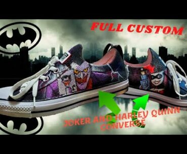 Full Custom Joker and Harley Quinn Converse Shoes by Dave Roy Done during Quarantine