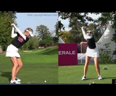 Jessica Korda Golf Swing - Hybrid (down-the-line & face-on), Evian Championship, Sept 2018.