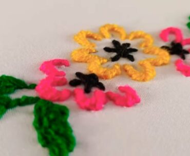 Hand embroidery: beautiful flower design for shirts , stem stitch embroidery for beginners