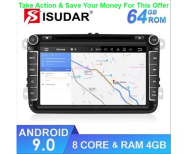 Isudar Car Multimedia player Android 9 GPS 2 Din Car Radio Audio Auto For VW/Volkswagen/POLO/PASSA