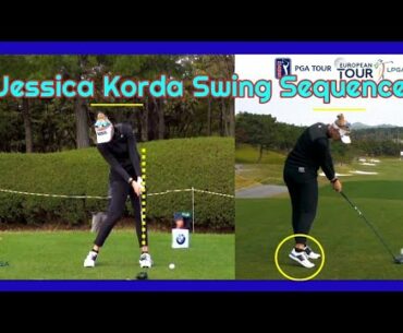 Jessica Korda Powerful Golf Swing Sequence- Driver (down-the-line & face-on) SLOW MOTION 2019