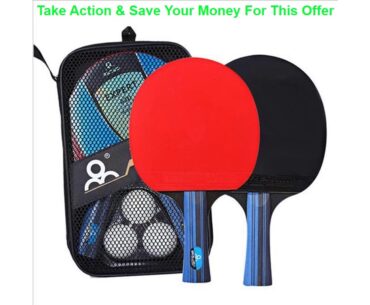 Best 2 Professional Table Tennis Racket Paddle Ping Pong Bat+ 3 Balls Bag Set Seven-layer Aspen Bot