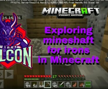 Part _8 exploring mineshaft for irons in( Minecraft PE ) Winer Falcon