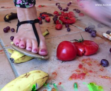 SEXY MILF MESSY FRUIT CRUSHING IN SANDALS