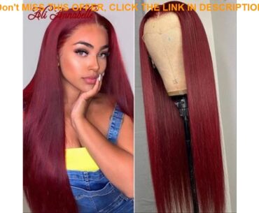 Top Ali Annabelle Burgundy Lace Front Human Hair Wigs Brazilian Straight Human Hair Wigs 99J Red 13